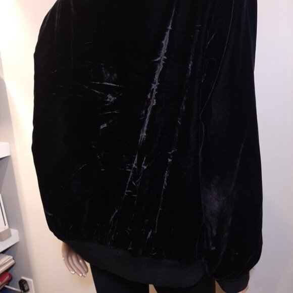 Vintage 80s Velvet Bomber Jacket Rhinestone Embellished Zip Front Velour Bling - Picture 10 of 16